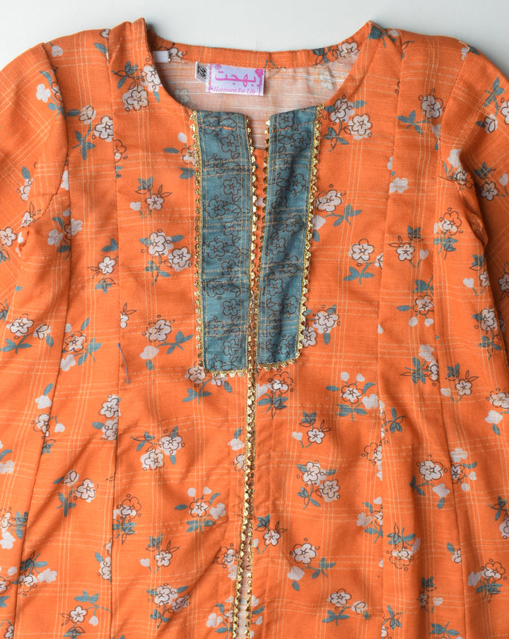 GIRLS STYLISH BOW FROCK OS00028 ORANGE