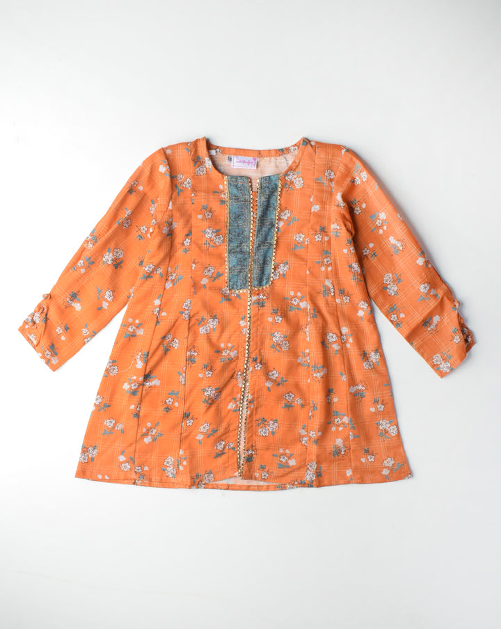 GIRLS STYLISH BOW FROCK OS00028 ORANGE