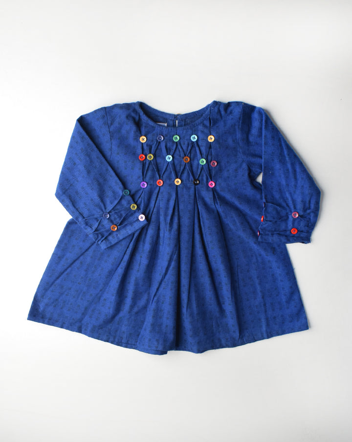 GIRL BOW FROCK OS00039 NAVY